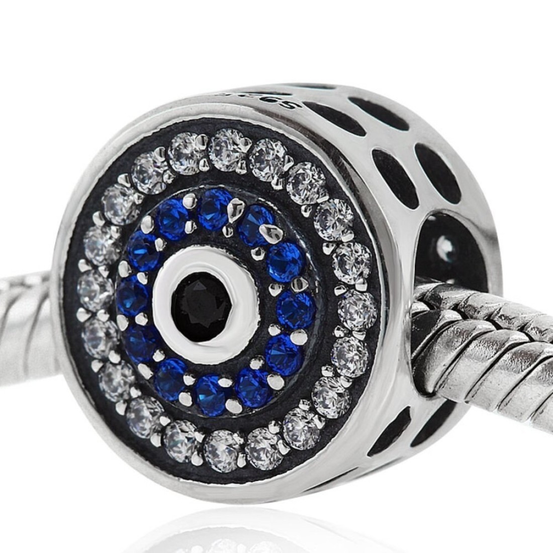 Blue Watchful Eye Charm Bead 925 Sterling Silver Beads fit DIY Bracelet Necklace