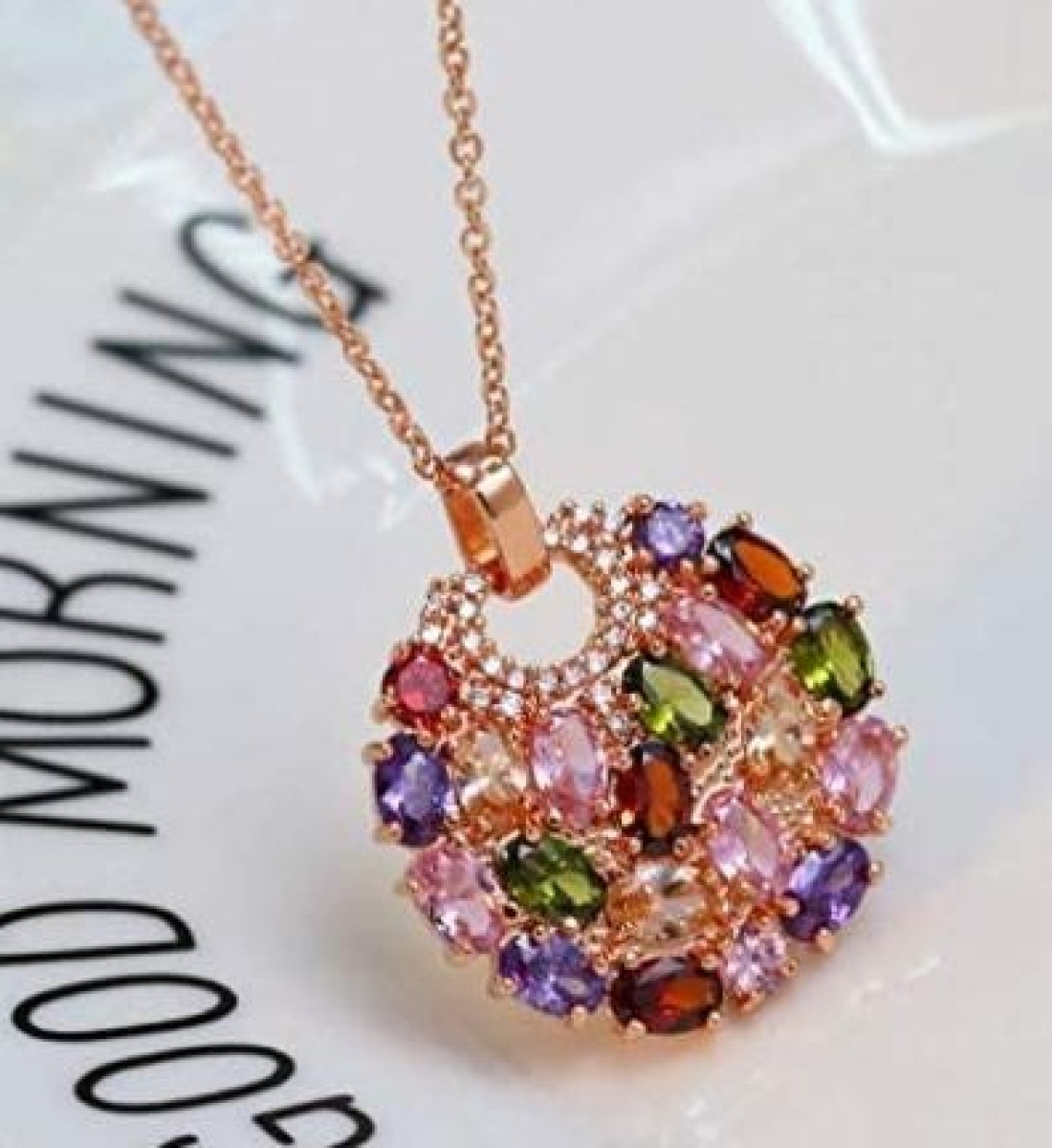 Aiwanto Necklace Set Earring Necklace Ring Set for Women's Colorful Zircon Necklace Earrings set Necklace Earring Set Gift for Wife Girlfriend