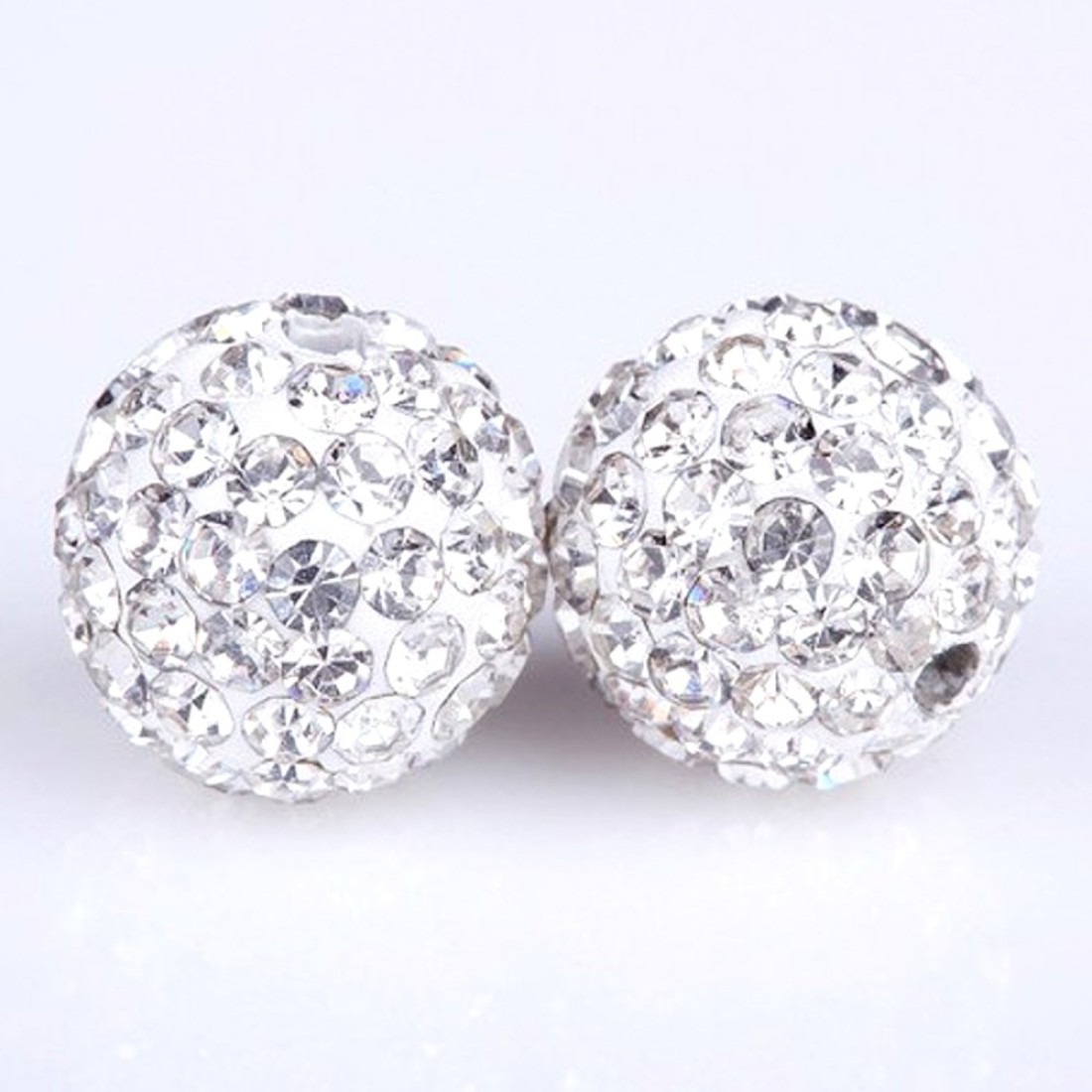 RUBYCA Pave Czech Crystal Disco Ball Clay Beads fit Shamballa Jewelry 20pcs 12mm White Clear