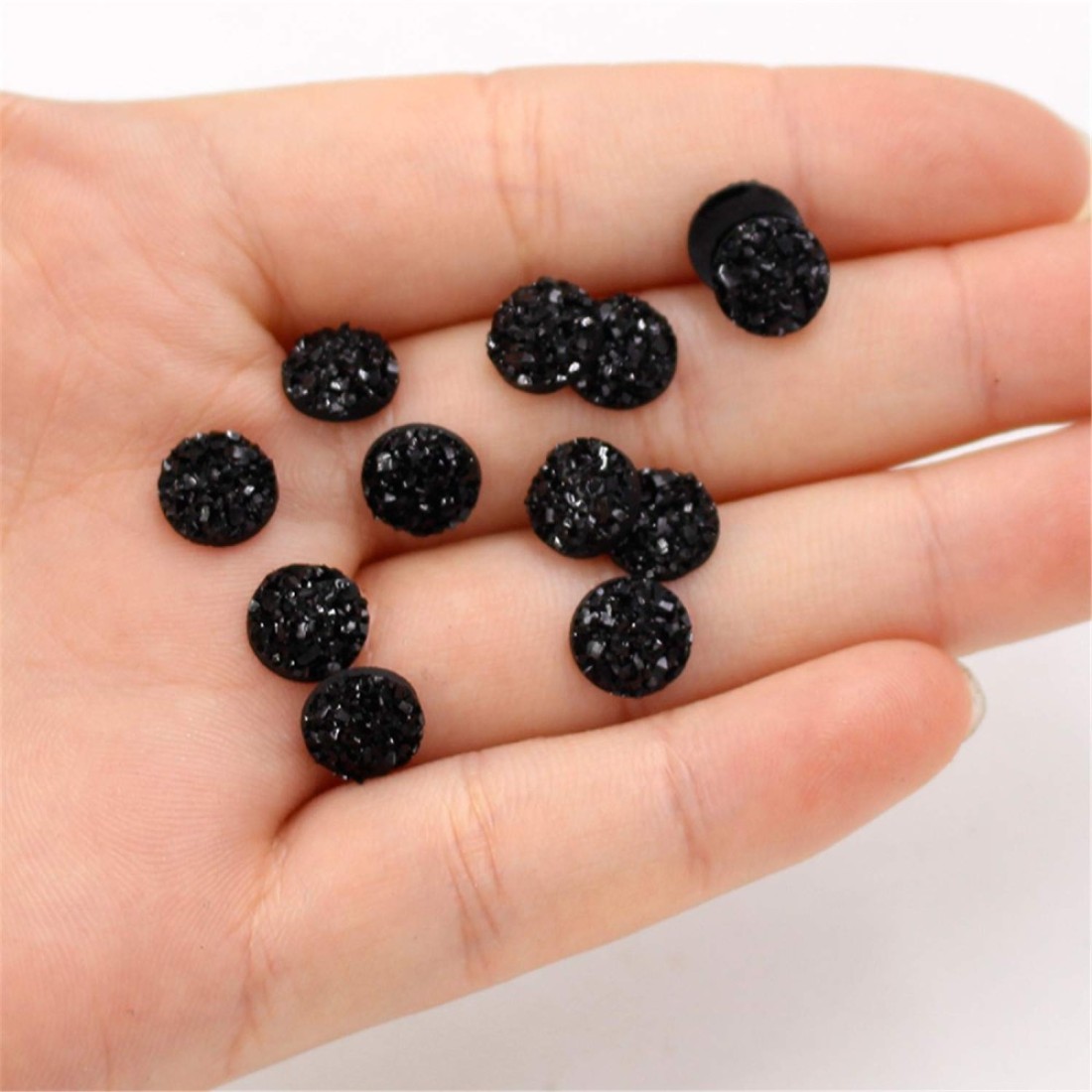 Vivian 204 Pieces 17 Colors Round Resin Cabochon Flatback Druzy Iridescent Colorful Cabochons DIY Accessories 10mm