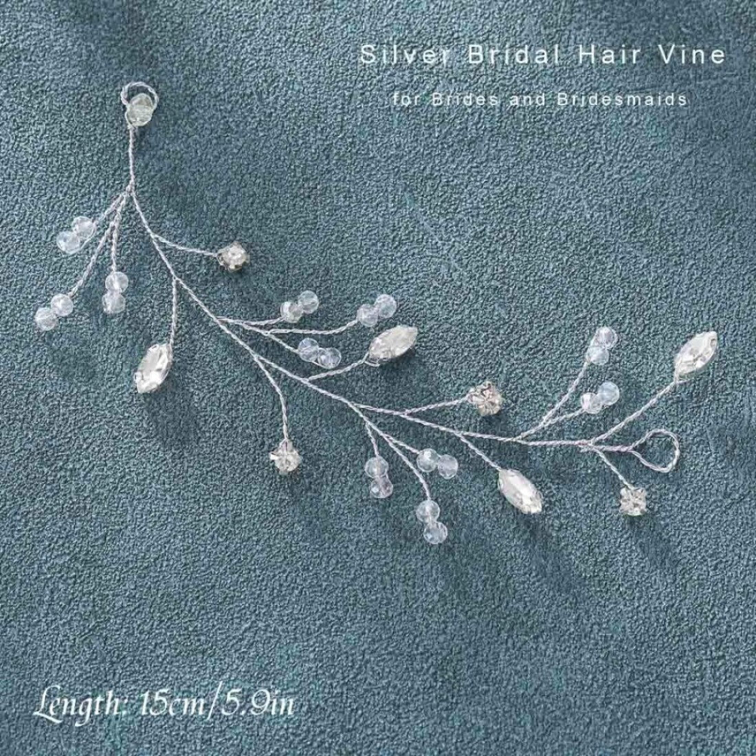 JAKAWIN Bride Crystal Wedding Hair Vine Rhinestone Hair Piece Bridal Headpiece Silver Hair Accessories for Women and Girls HV121