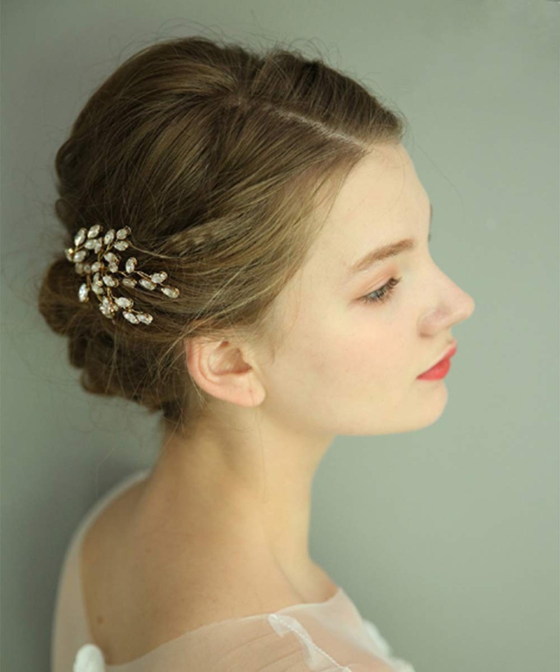 fxmimior Wedding Comb Crystal Leaf Hair Comb Bridal Headpiece for Women Silver 10 cm 65 cm 1 Count