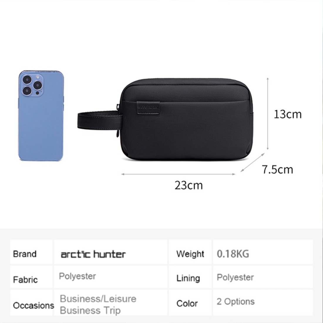 Arctic Hunter Unisex Handbag Durable Premium Water Resistant Carry All Bag with Pockets for Men in Daily Use K00580 Black