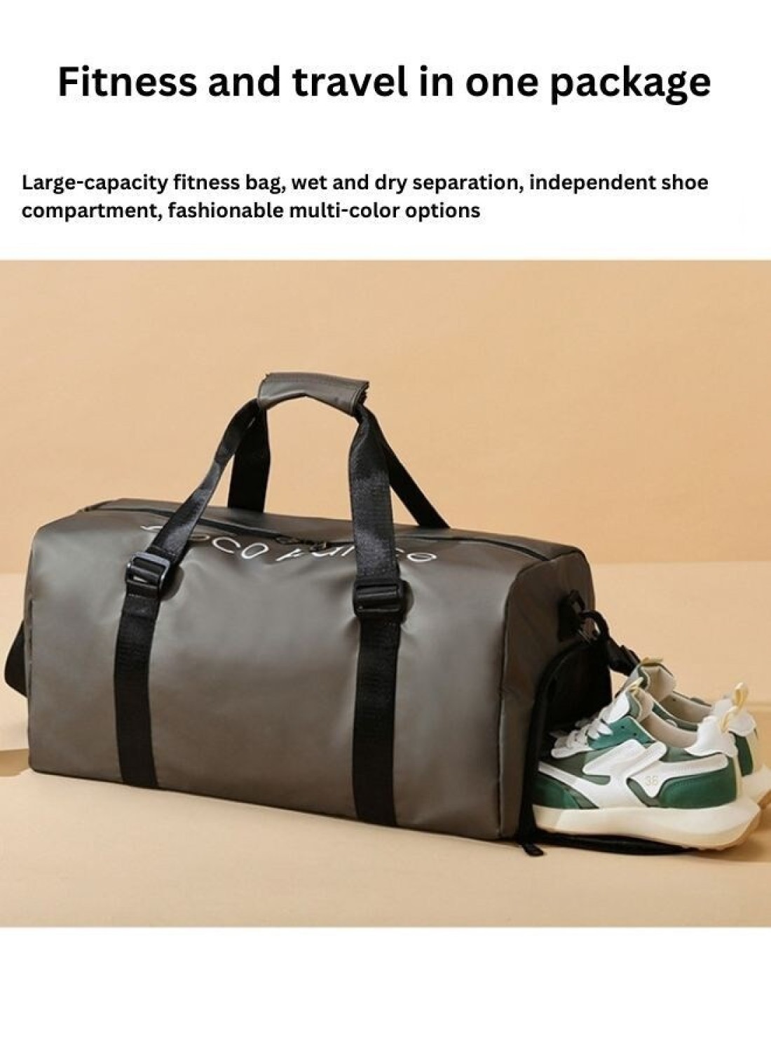 Mei Homecenter Large Capacity Unisex Sports Gym Travel Duffle Bag with Shoulder Strap, Silver