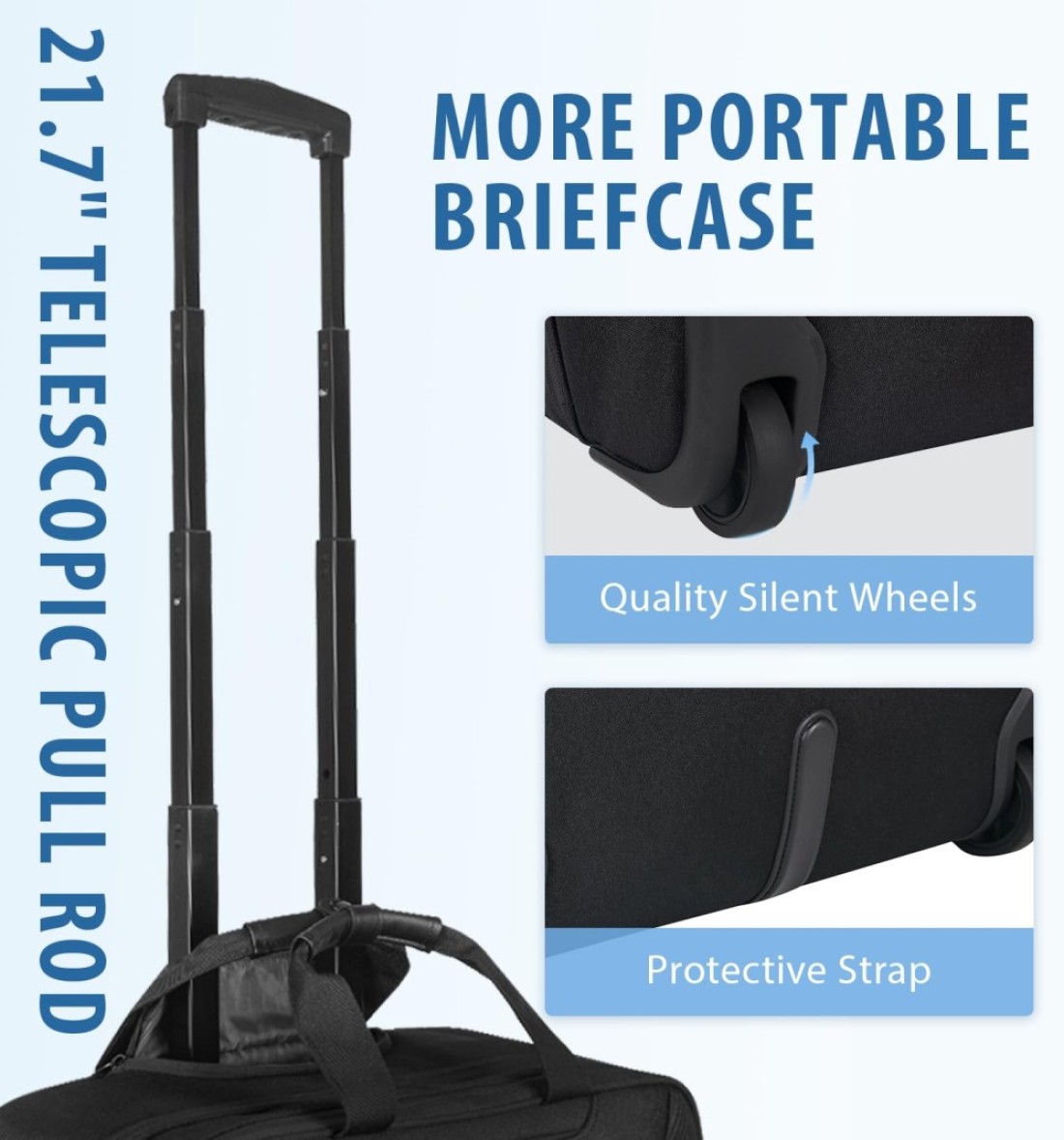 EMPSIGN Rolling Briefcase Laptop Bag173 Computer bag with wheels Water Repellent Travel Roller Underseat Bag with RFID Blocking PocketRolling Work Bags for womenmen Black