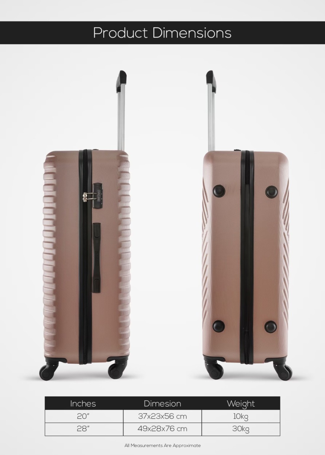 Lightweight 2-Pieces ABS Hard side Travel Luggage Trolley Bag Set with Lock for men / women / unisex Hard shell strong
