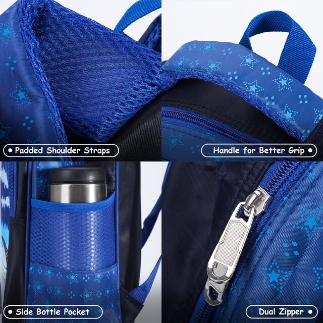 Eazy Kids T-Rex School Bag-Blue