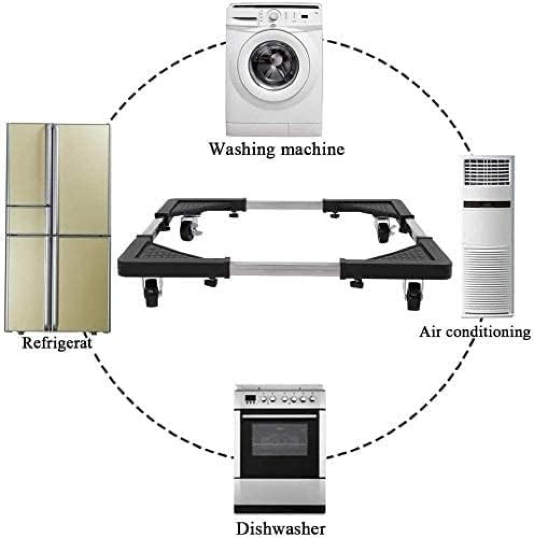Machine Stand Adjustable Moving Roller for Home Appliances Washing Machines Refrigerators Dryers Dishwashers Heavy Power Tools and Equipment with Wheels