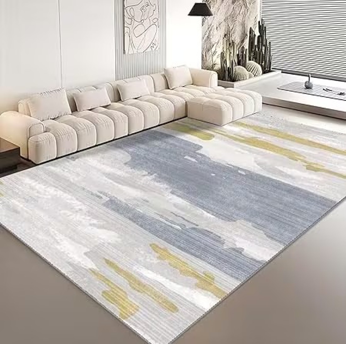 Vital Area Rugs Soft Modern Rug Carpet Geometric Stripe Rug Non Slip Modern Carpet, Abstract Printed Floor Rugs for Home Decorative, Soft &amp; Non-Slip &amp; Washable Indoor Mat (K-318, 160 x 230 cm)
