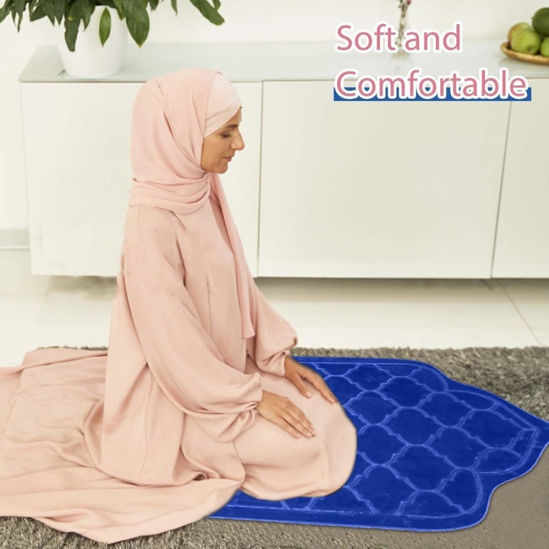 Embossed Dome Style Prayer Mat Grey Anti-Slip Velvet Top Islamic Prayer Mat New Design Sajadah Padded Prayer Rug for Men Women Eid Gift Ramadan 70x110 cm