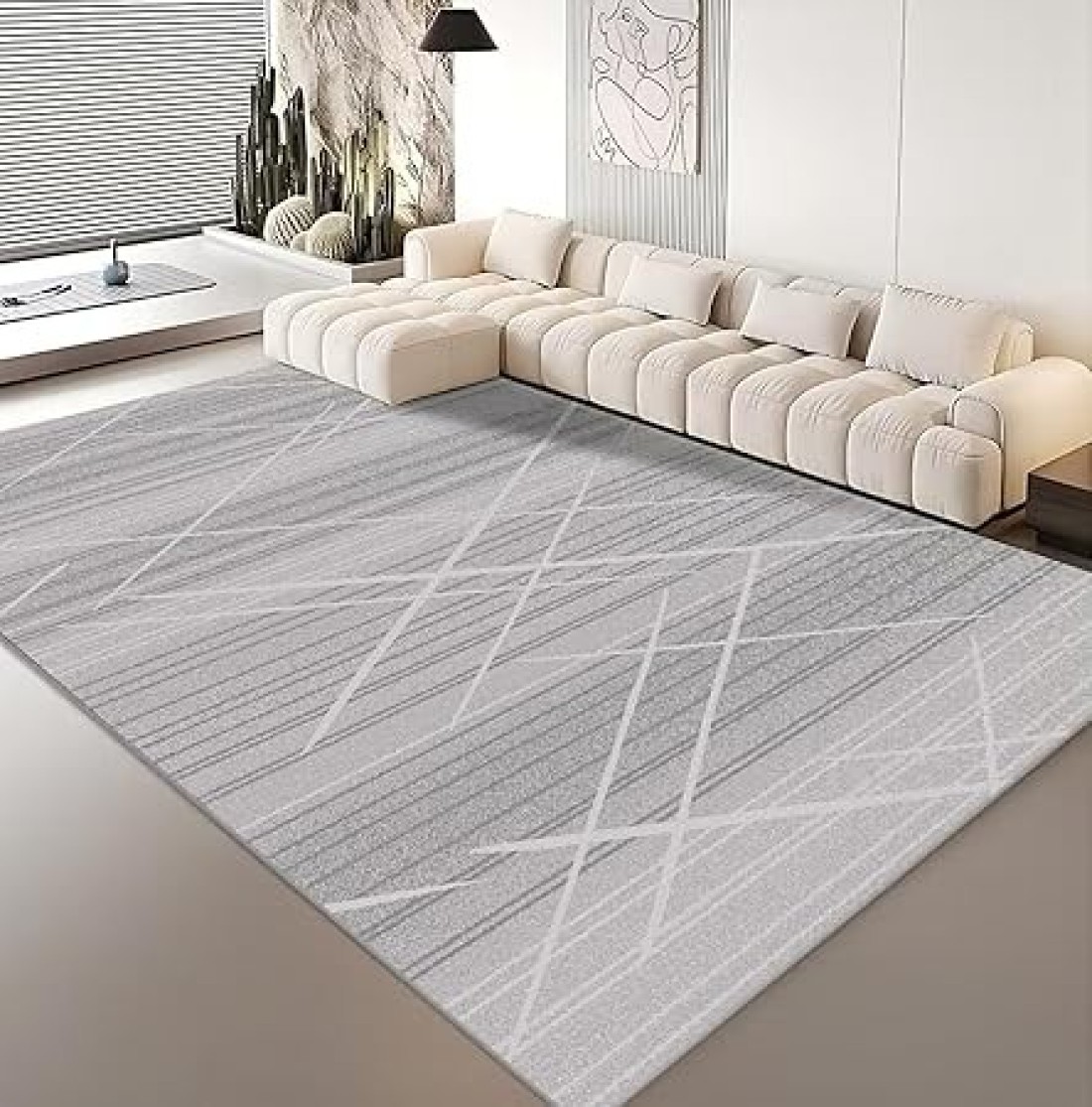 Vital Area Rugs Soft Modern Rug Carpet Geometric Stripe Rug Non Slip Modern Carpet, Abstract Printed Floor Rugs for Home Decorative, Soft &amp; Non-Slip &amp; Washable Indoor Mat (K-290, 160 x 230 cm)