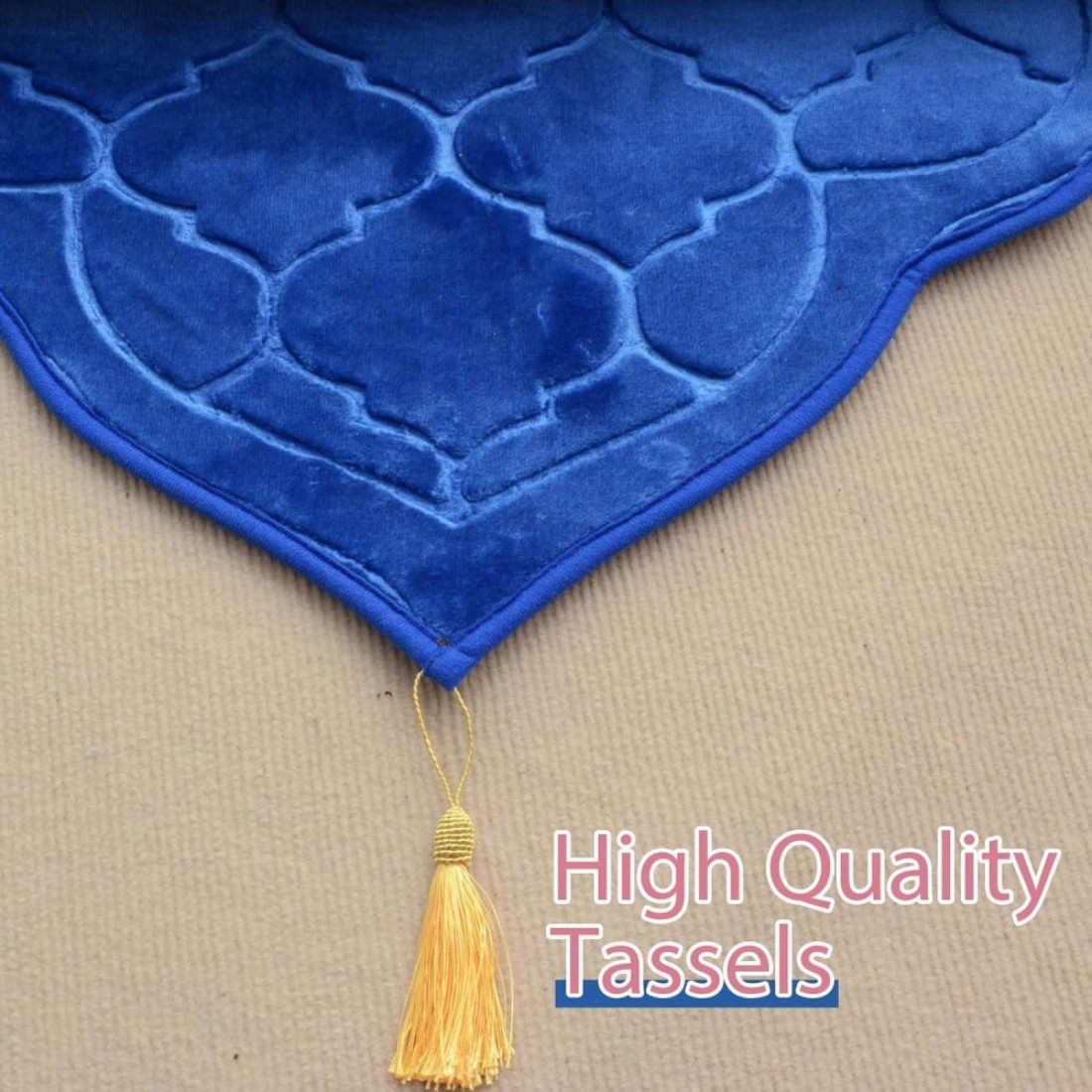 Embossed Dome Style Prayer Mat Blue Anti-Slip Velvet Top Islamic Prayer Mat New Design Sajadah Padded Prayer Rug for Men Women Eid Gift Ramadan 70x110 cm