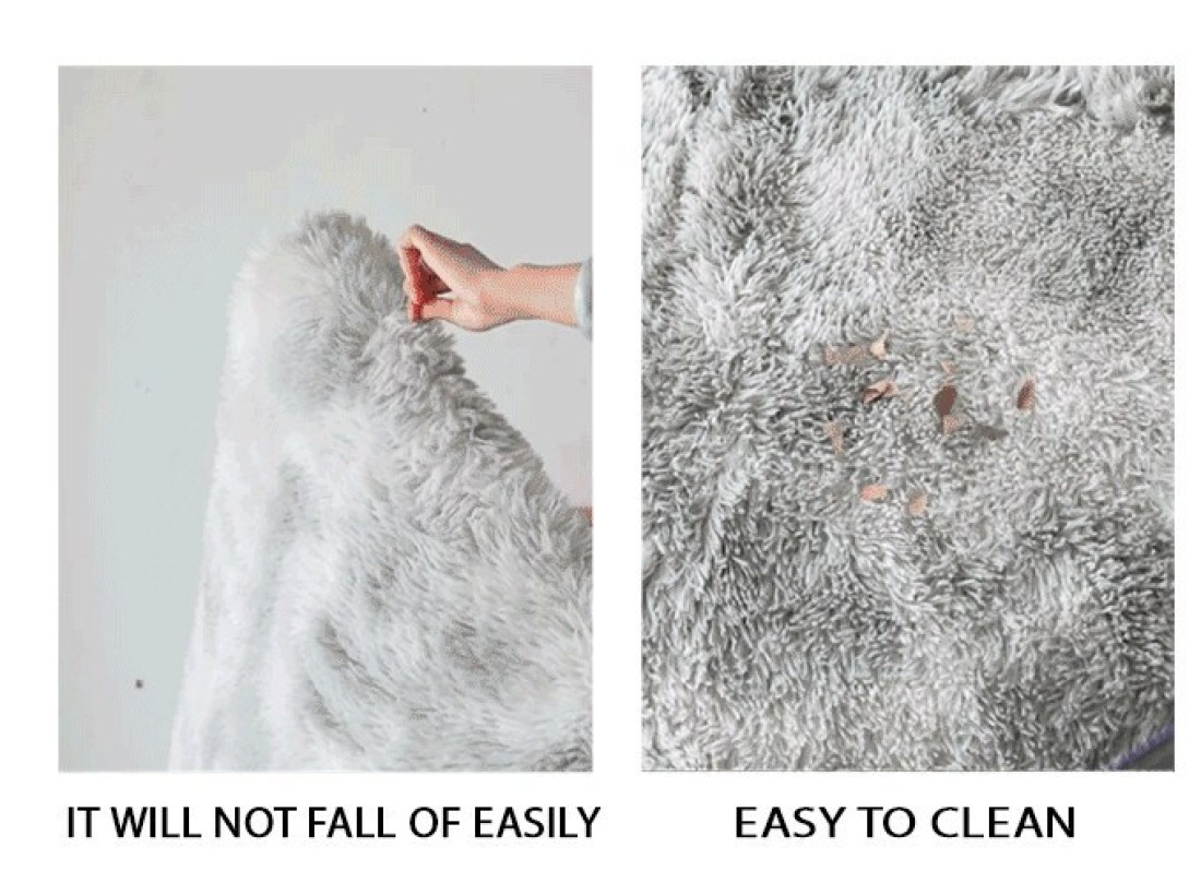 Mei Lifestyle Modern Wool Fluffy Floor Mat Carpet With Anti Slip High Pile Bottom With Upgraded Foam (Size 120&times;160cm)