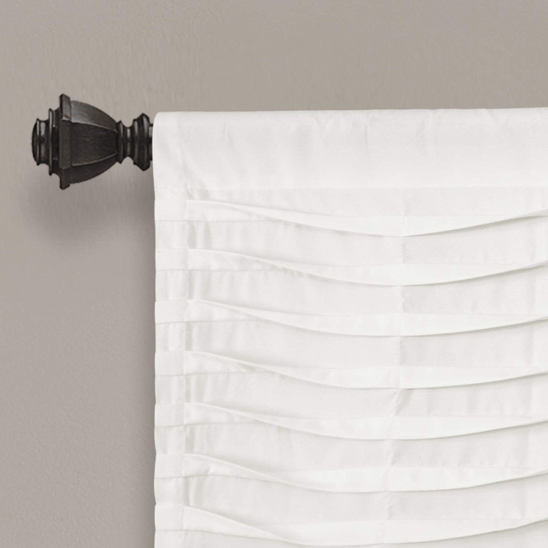 Lush Decor18 x 52 White Wave Texture Valance Pleated Ruffle Fold Window Kitchen Curtain Single