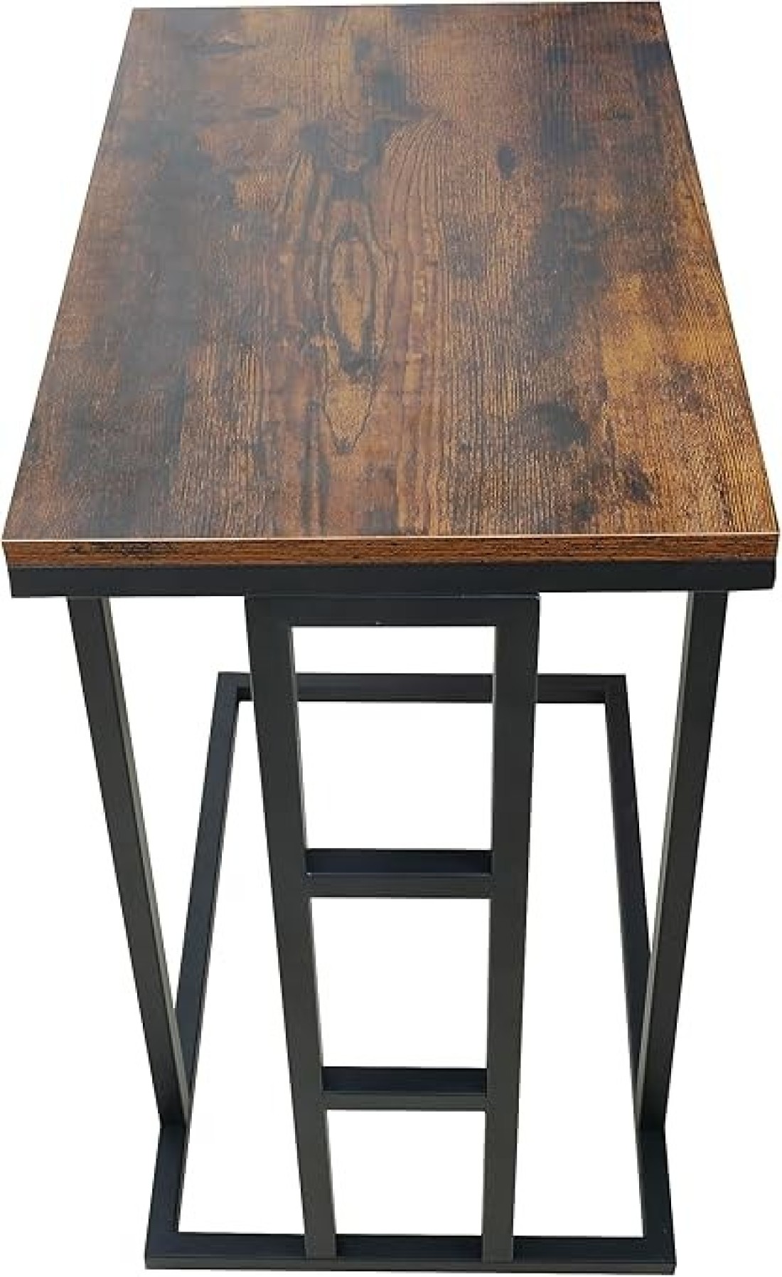 Panax C Shaped End Table, Side Table for Couch and Bed, Small Side Table for Small Spaces, Living Room, Bedroom, Rustic Snack Table (Rustic Brown)