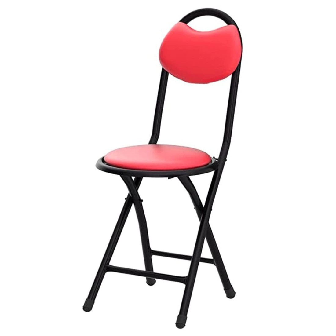 Padded Folding Stool Office Chair with Backrest &ndash; Folding High Chair for Kitchen, Dining, Bar, and Office Use &ndash; Comfortable Seat for Home and Work
