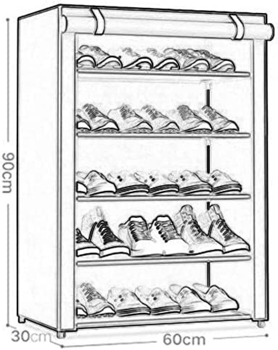 5-Layer Stylish Shoe Organizer, Shoe Rack for Entryway Hallway Storage Furniture with 5 Open Shelves Perfect for organizing shoes(Grey)