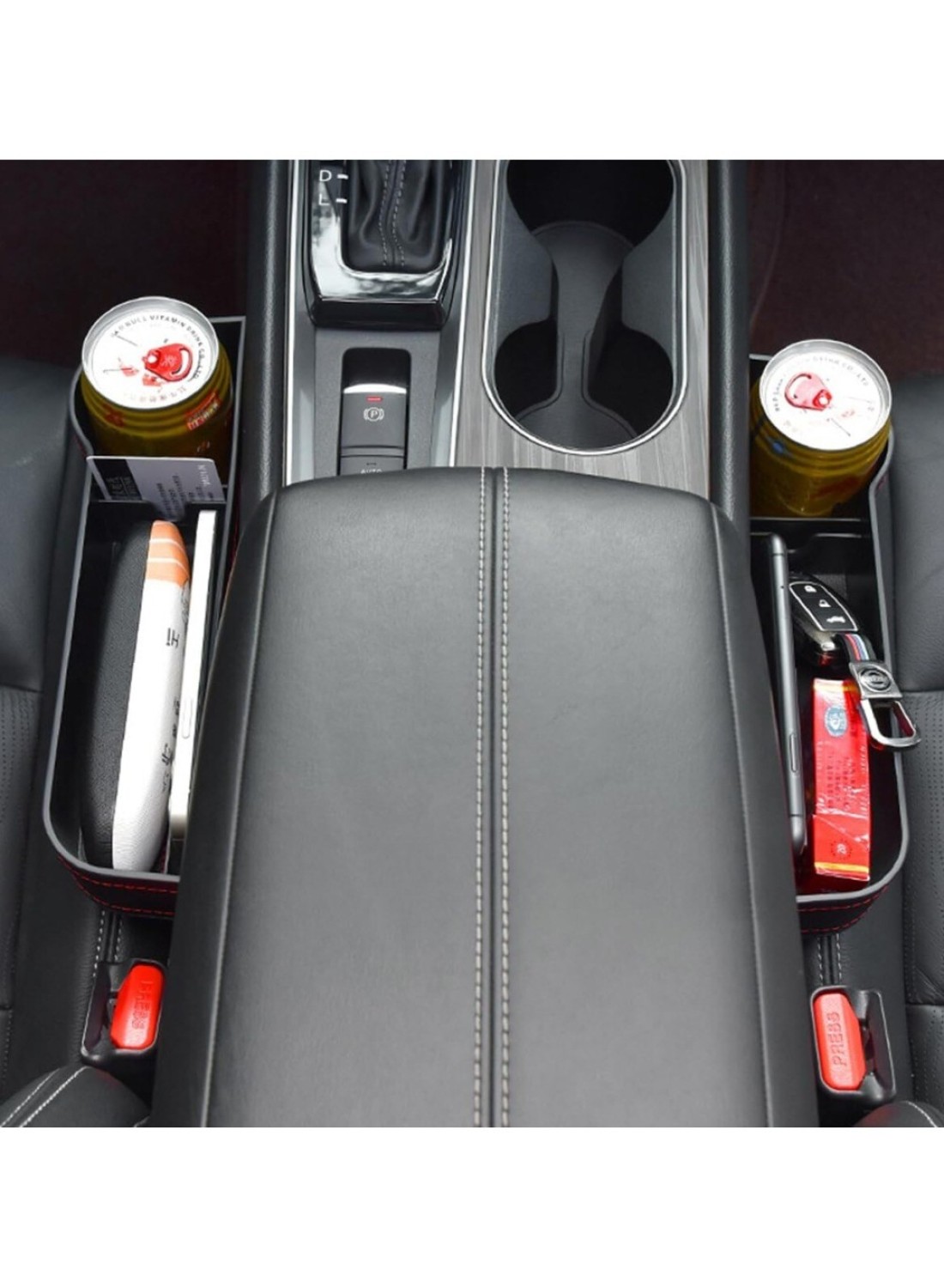 Yeasha,2 Pack Car Seat Gap Organizer Storage Box Cup Holder Car Console Side Pockets Pu Leather Cellphones Key Cards Sunglasses Small Items Car Interior Accessories