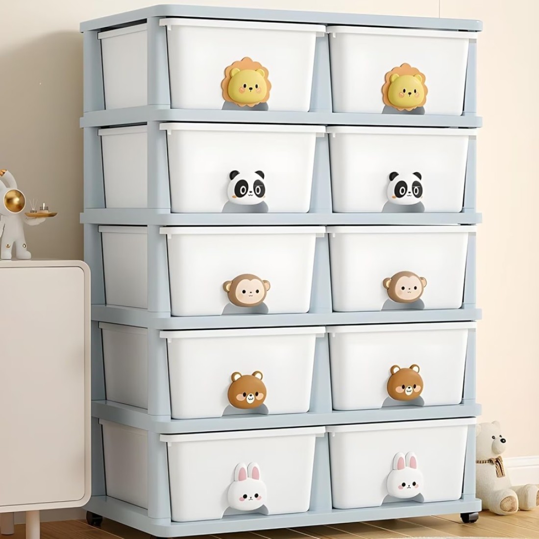 COZY NEST Multi-Layer Plasti Drawer Storage Cabinet Clothes Organizer Rolling Toy Box With Wheels For Kitchen Container Box,Bath,Living Room,Office