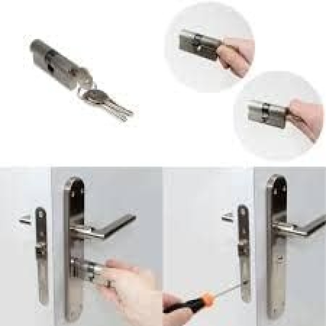 ABBASALI Door Lock Cylinder 70mm (35-35) with 5 Computer Keys (PACK OF 2PCS)