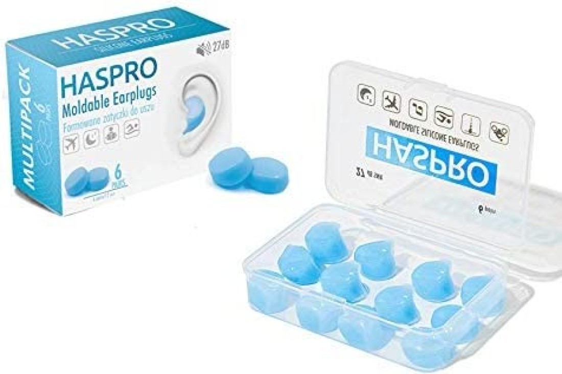 HASPRO [6-Pair Pack] Soft Silicone Earplugs for Sleeping, Swimming &amp; Bathing, Anti-Snoring, Noise Cancelling Reusable Earplugs. Adults &amp; Children (Blue)