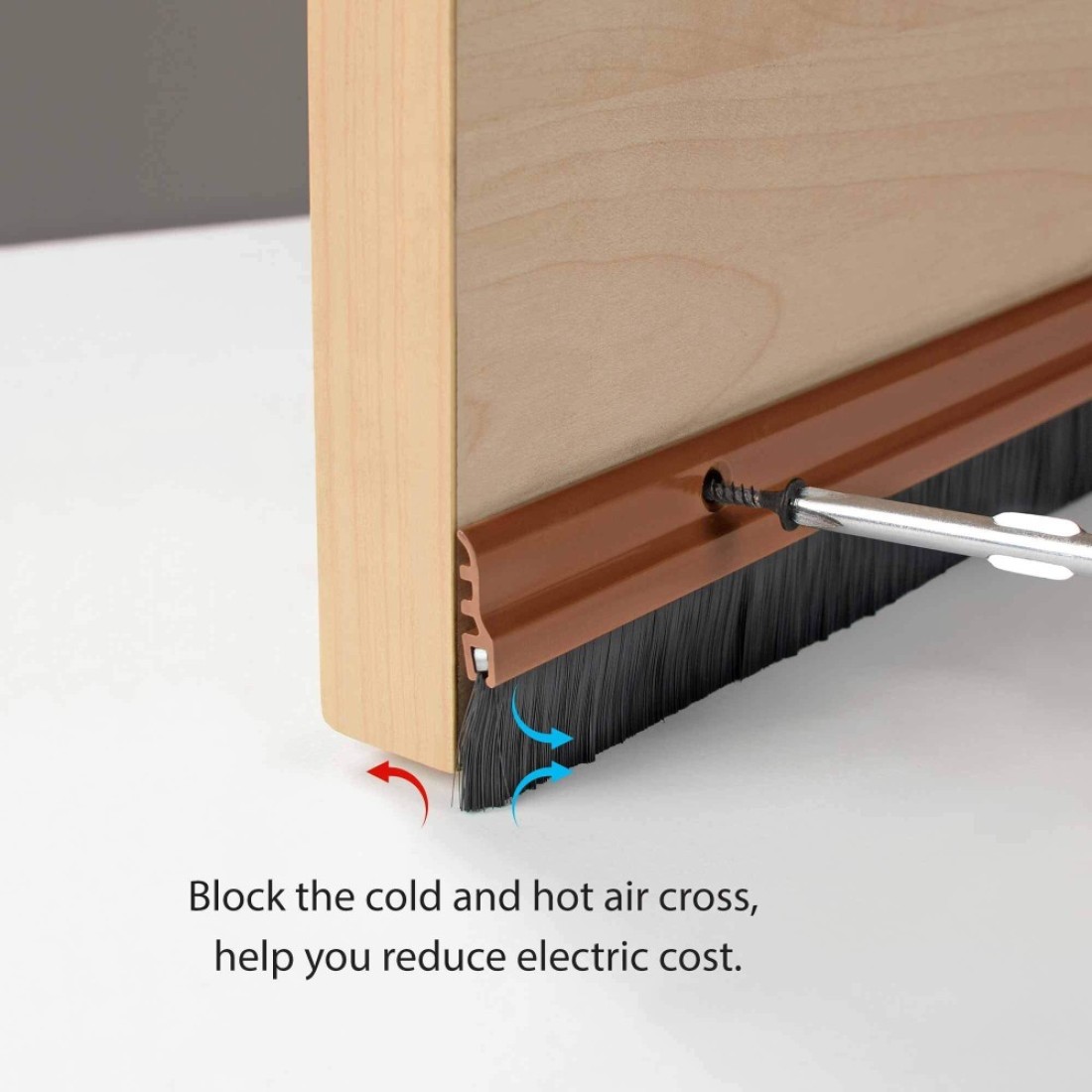Deco Window Door Seal 15 Width X 365 Length Gate Bottom Sealing Strip Draft Stopper with Aluminium Plate Nylon Bristles for Weather Stripping Air Sound Blocking Chocolate