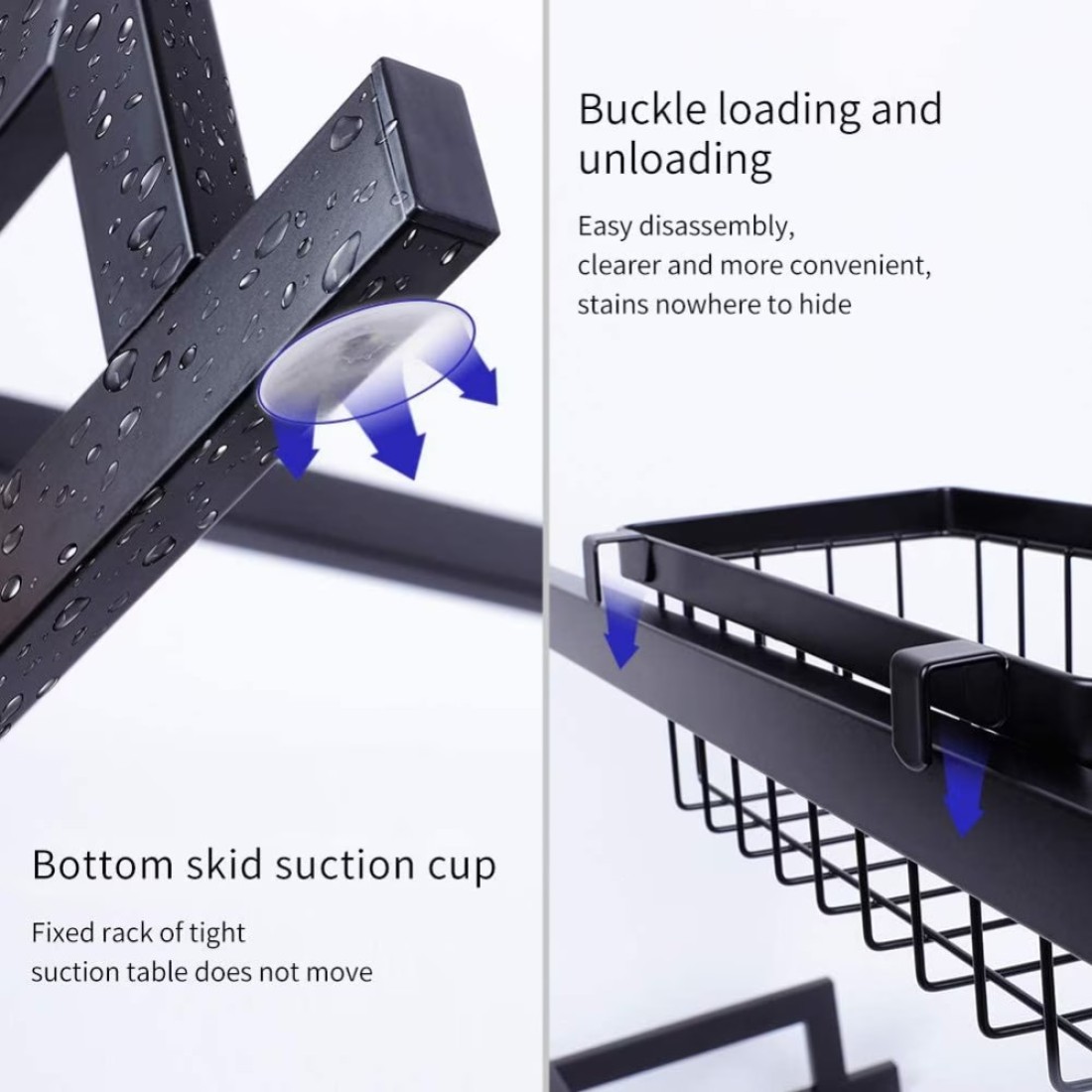 Generic Over The Sink Dish Drying Rack, Drain Shelf Kitchen Organizer Utensils Holder Stainless Steel Space Saver (Sink Size &amp;#X2264, 32 Inch, Black)
