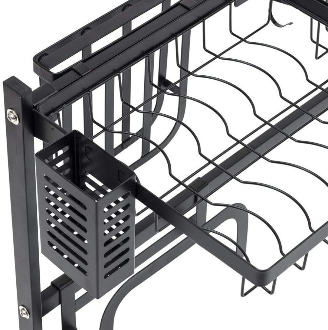 Generic Dish Drying Display Rack Stand Shelf Shelves, Draining Rack Sink Organizer With Utensil Holder Hooks For Kitchen Counter Storage Organizer For Dishes, Utensil