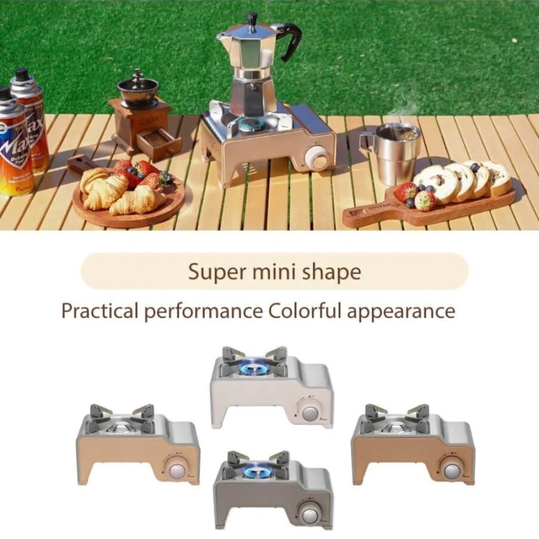 OMEGA 5 Powerful Portable Mini Gas Stove for Camping - Brown