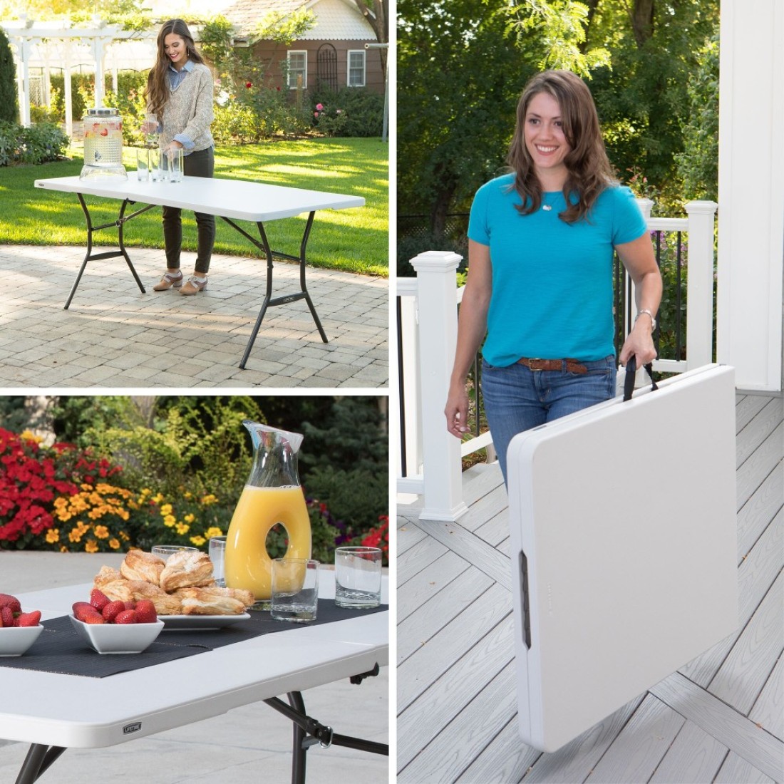 Lifetime, 6-Foot, Fold-In-Half Table, Rectangle, Residential, White Granite Colour, LFT-80333