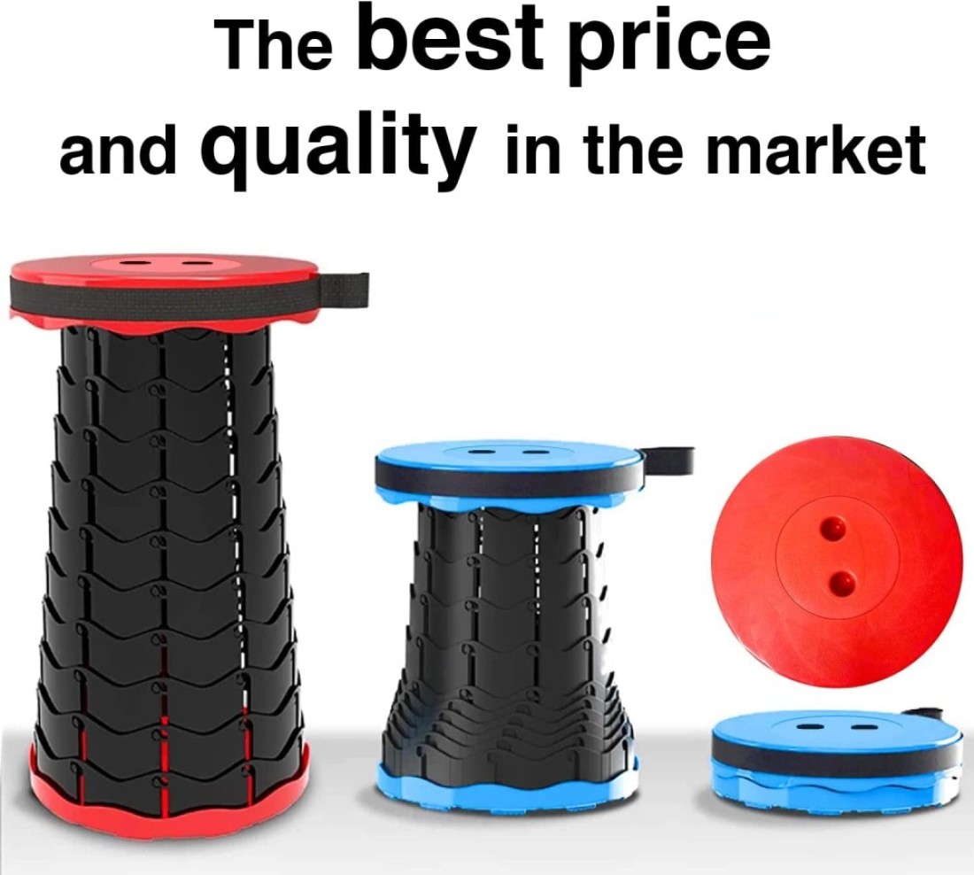 Generic Telescopic Camping Stool Portable Folding Seat Retractable Folding Compact Chair With Shoulder Strap Collapsible Travel Durable Stool Adjustable Lightweight Small Chair Red