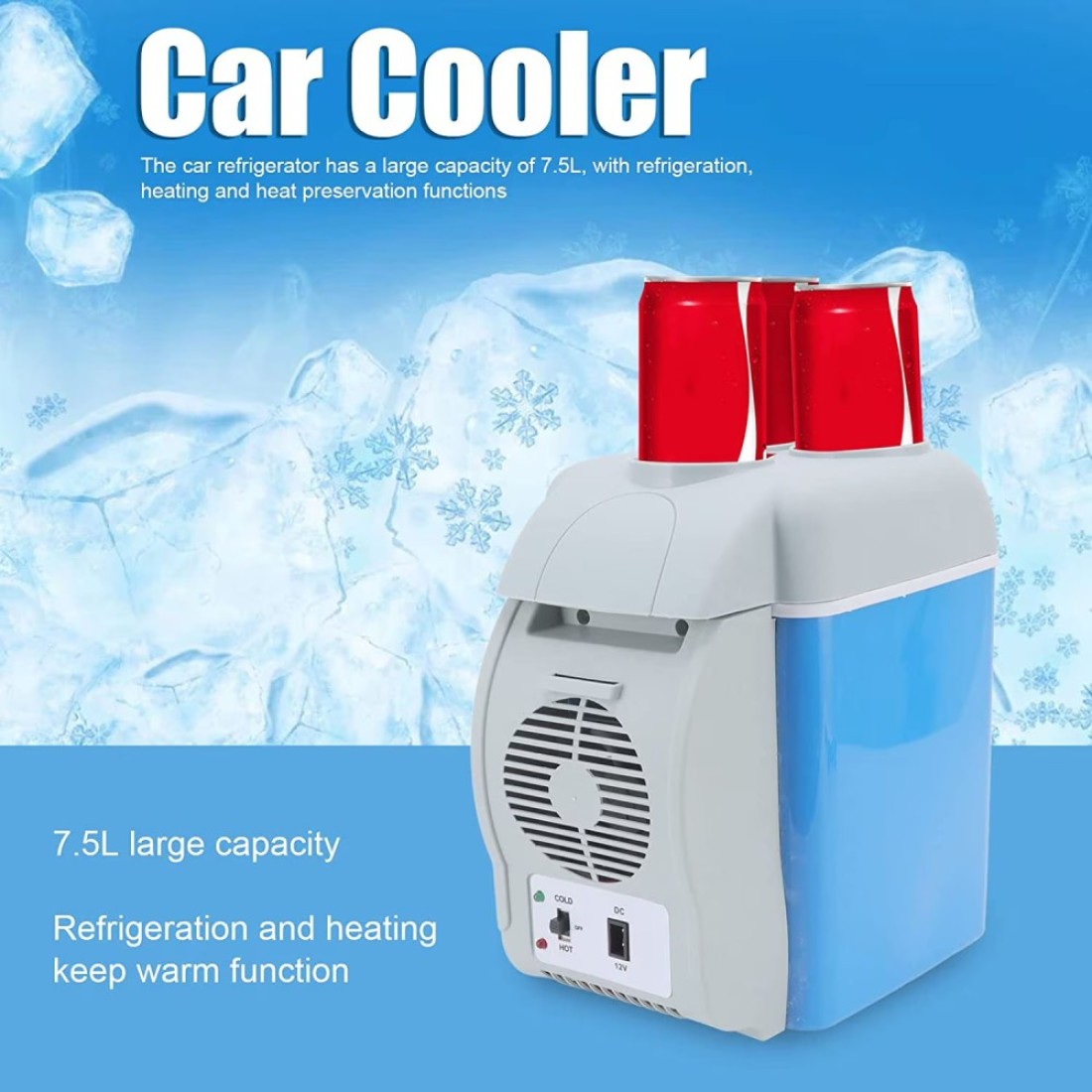 Velaurs 12 Volt Car Refrigerator, 7.5L Portable Freezer Low Noise Mini Electric Compressor Cooler Warmer With Thickened Inner Liner Car Fridge For Camping, Outdoor, Vehiclel, Travel, Home, Party