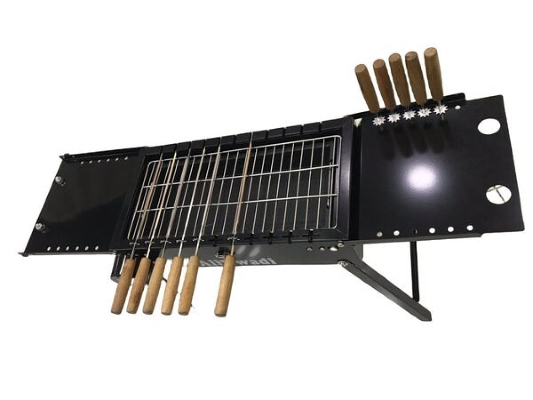 Portable Folding Barbecue Grill with Electric Skewer Camping Charcoal Stove