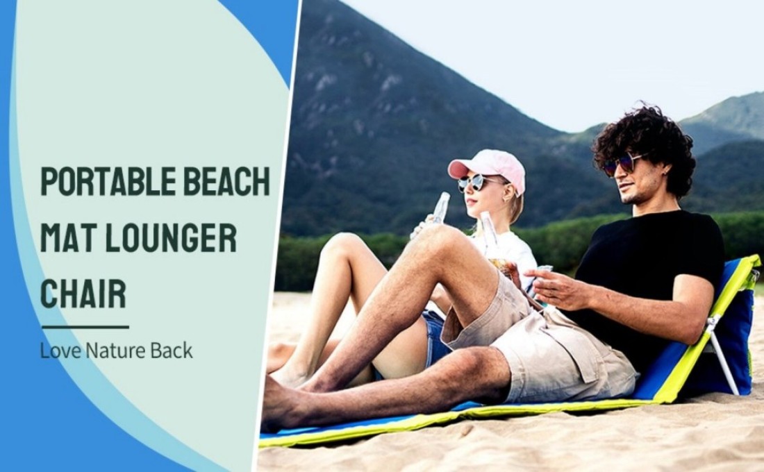 Portable Beach Lounge Chair, Backpack Reclining Beach Mat Chairs for Adults Lightweight with Storage Pouch for Camp/Lawn/Outdoor/Travel/Picnic/BBQ, Foldable Camping Sand Chairs