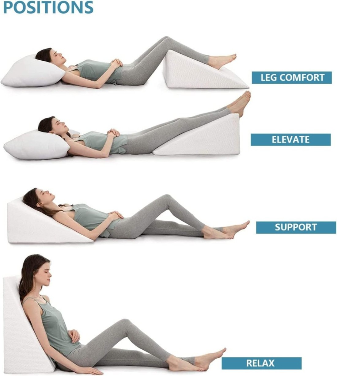 Vital Orthopedic Bed Wedge Pillow With HD Foam Top Elevation For Sleeping, Acid Reflux, Heartburn, Anti Snoring And Gerd Pillow - Ideal For Neck Pain, Back Support (W 65 X L 65 Cm, Standard: 8&amp;quot;)