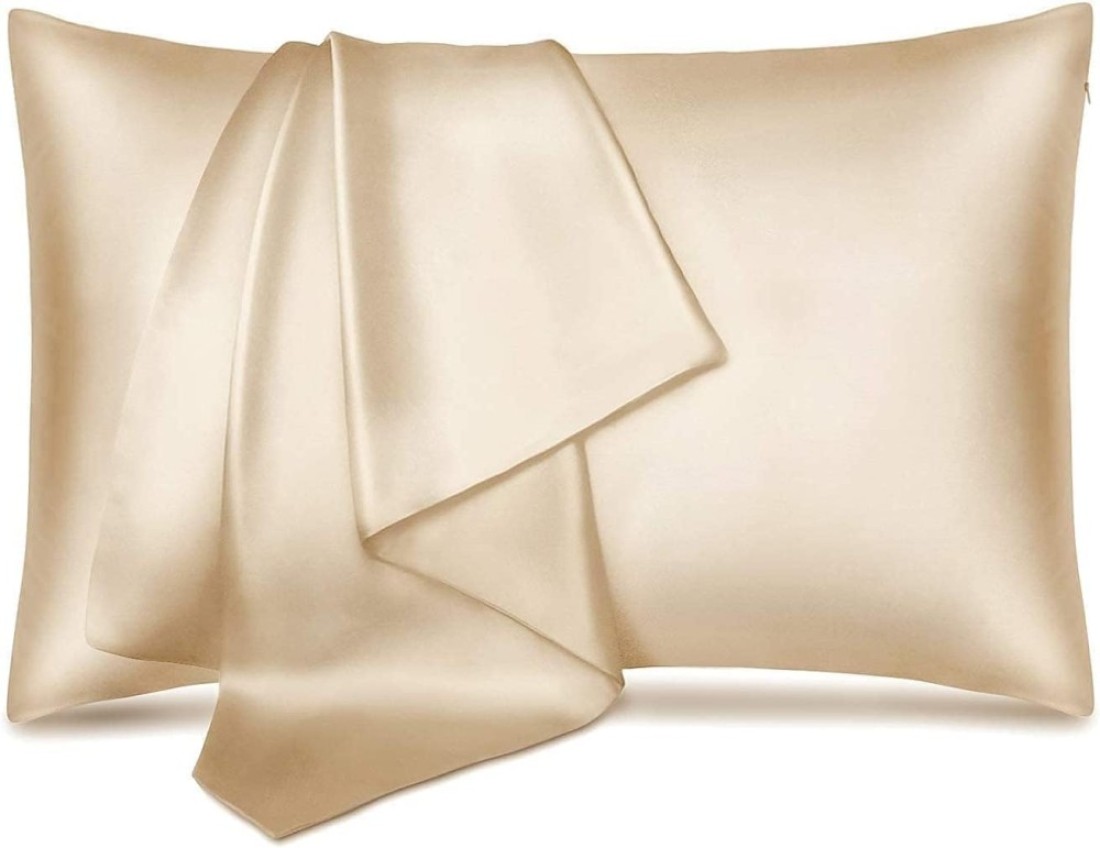 MahMir&reg; Silk Satin Pillowcase for Hair and Skin Queen - Champagne Gold Silk Pillowcase 2 Pack 75L x 50W CM (20x30 Inches) - Satin Pillow Cases Set of 2 with Envelope Closure (Champagne)