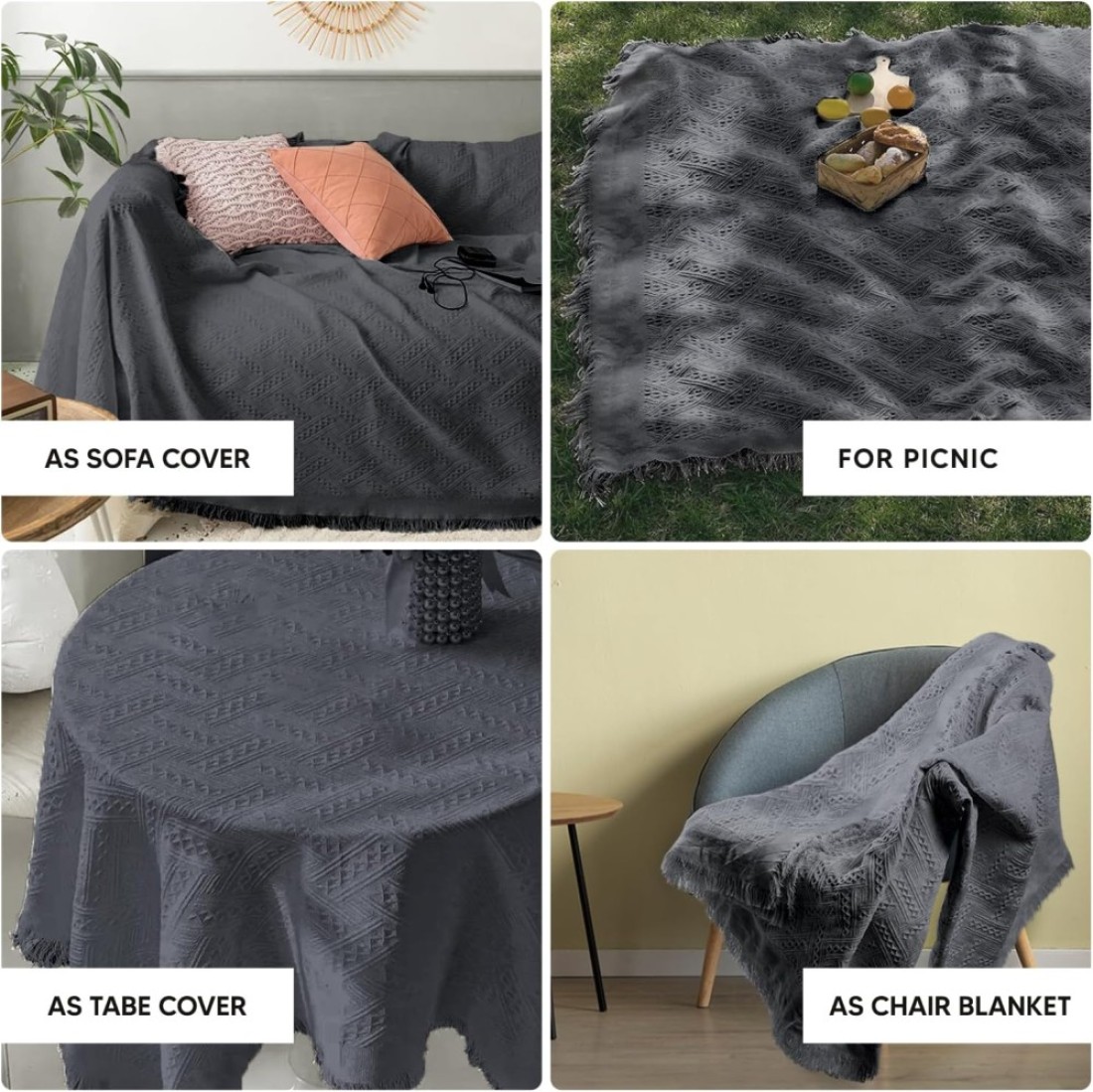 AC&amp;L Knitted Blanket For Bed, Couch, Sofa, Chair Throw Blanket For All Seasons - Cozy Soft Light Weighted Blanket For Picnic, Travel, Home Decor Gift (Grey)