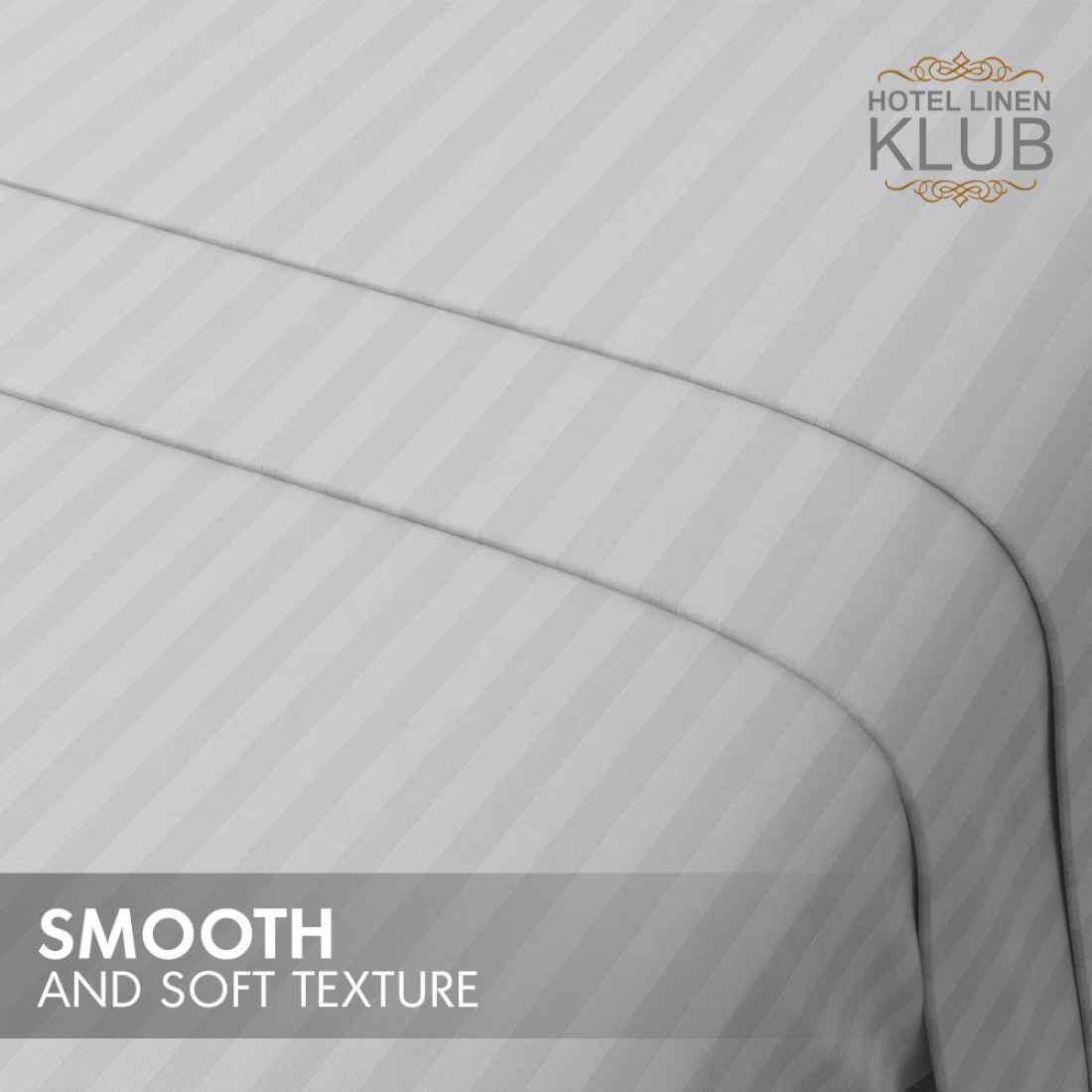 Klub Linen 3PC Striped Fitted Sheet Set, Ultra Soft Microfiber Bedding Set - 1 Fitted Sheet Queen (150x200cm) with Deep Pocket and 2 Pillowcases (50 x 75 cm), Light Grey