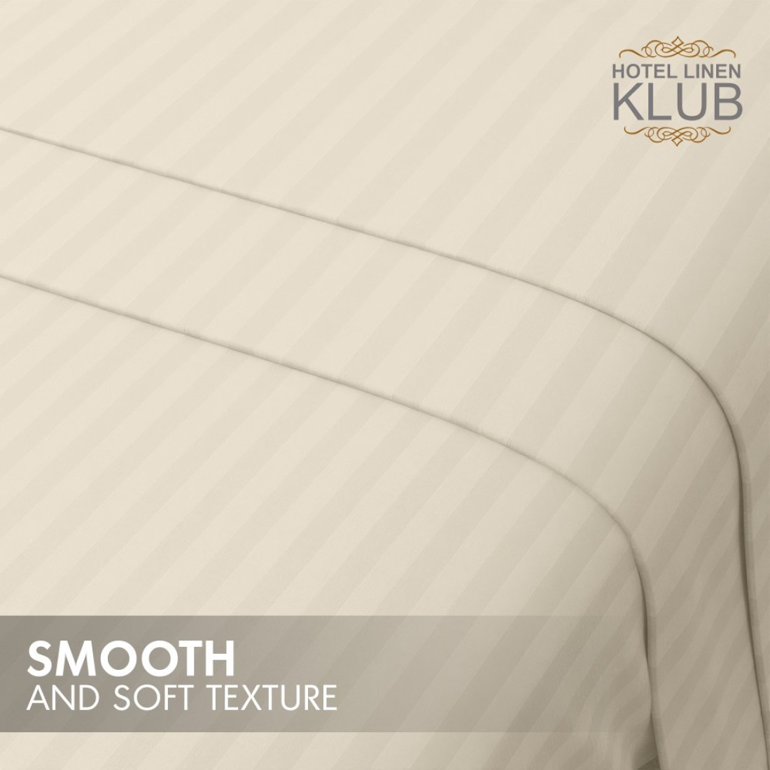 Klub Linen 3PC Striped Fitted Sheet Set, Ultra Soft Microfiber Bedding Set - 1 Fitted Sheet Single (90x190cm) with Deep Pocket and 2 Pillowcases (50 x 75 cm), Beige