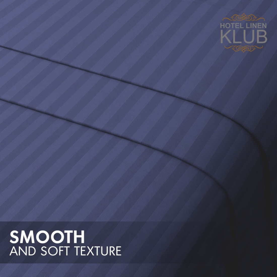 Klub Linen 3PC Striped Fitted Sheet Set, Ultra Soft Microfiber Bedding Set - 1 Fitted Sheet Queen (150x200cm) with Deep Pocket and 2 Pillowcases (50 x 75 cm), Navy