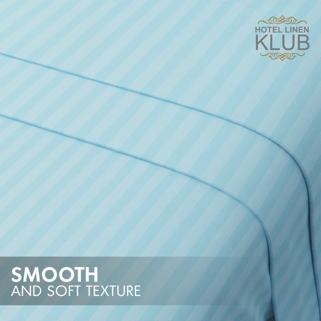Klub Linen 3PC Striped Fitted Sheet Set, Ultra Soft Microfiber Bedding Set - 1 Fitted Sheet Single (90x190cm) with Deep Pocket and 2 Pillowcases (50 x 75 cm), Aqua