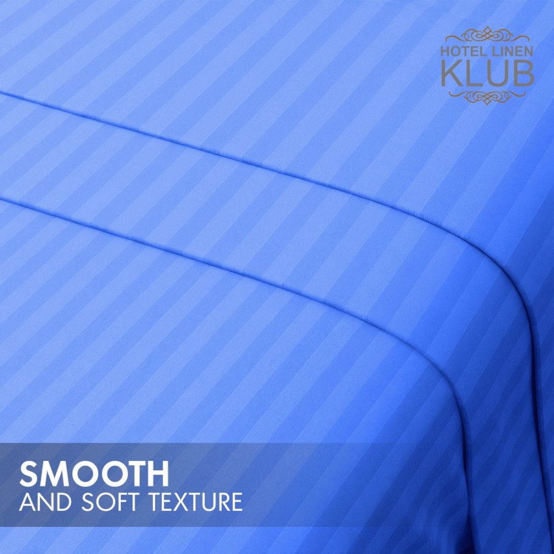 Klub Linen 3PC Striped Fitted Sheet Set, Ultra Soft Microfiber Bedding Set - 1 Fitted Sheet Single (90x190cm) with Deep Pocket and 2 Pillowcases (50 x 75 cm), Royal Blue