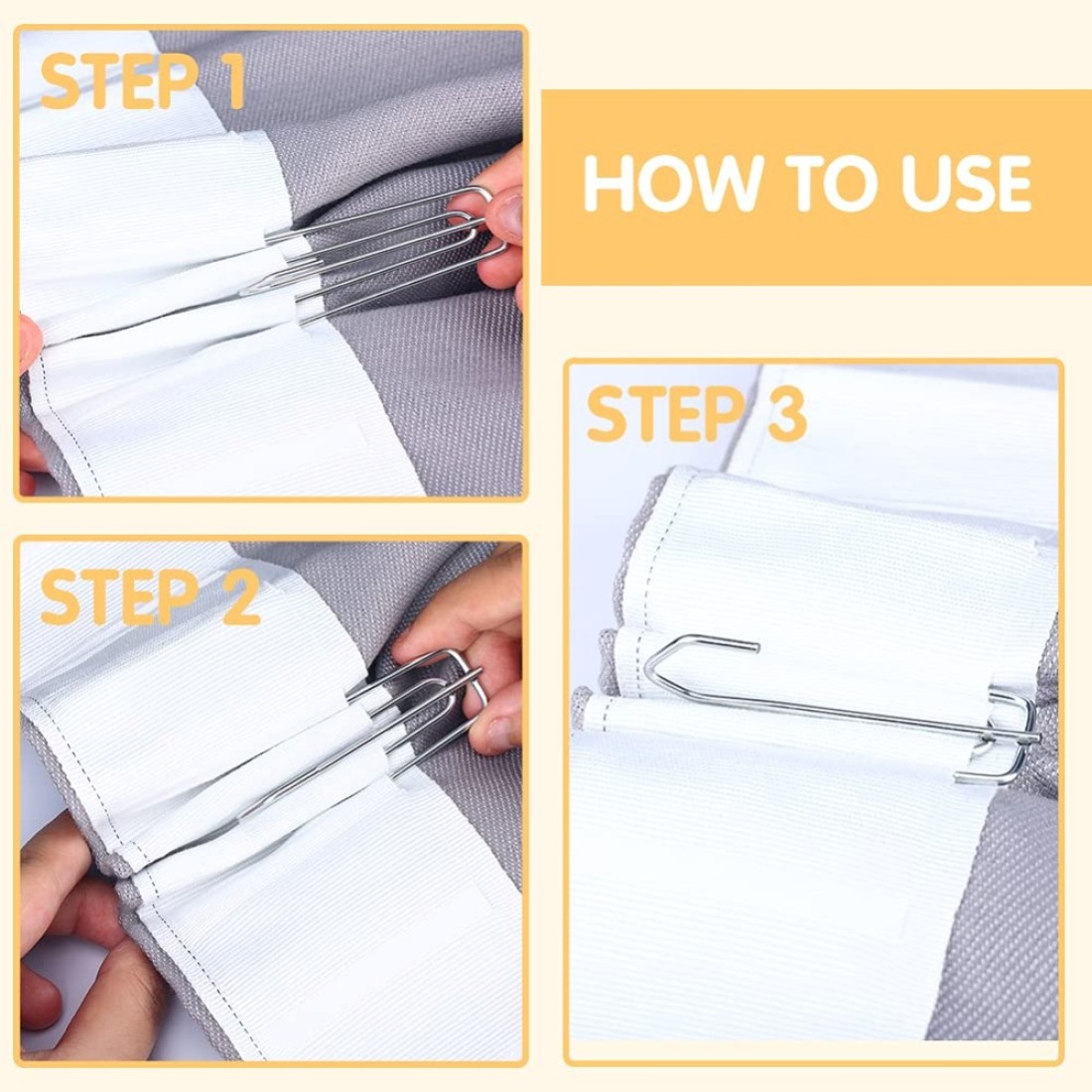 30PC Stainless Steel Curtain Pleat HooksDrapery Hook and Pin for Pleated Drapes 4 Prongs Pinch Pleat Hook ClipsTraverse Pleater 4 End Curtain Hangers for Window Door Bathroom Curtain