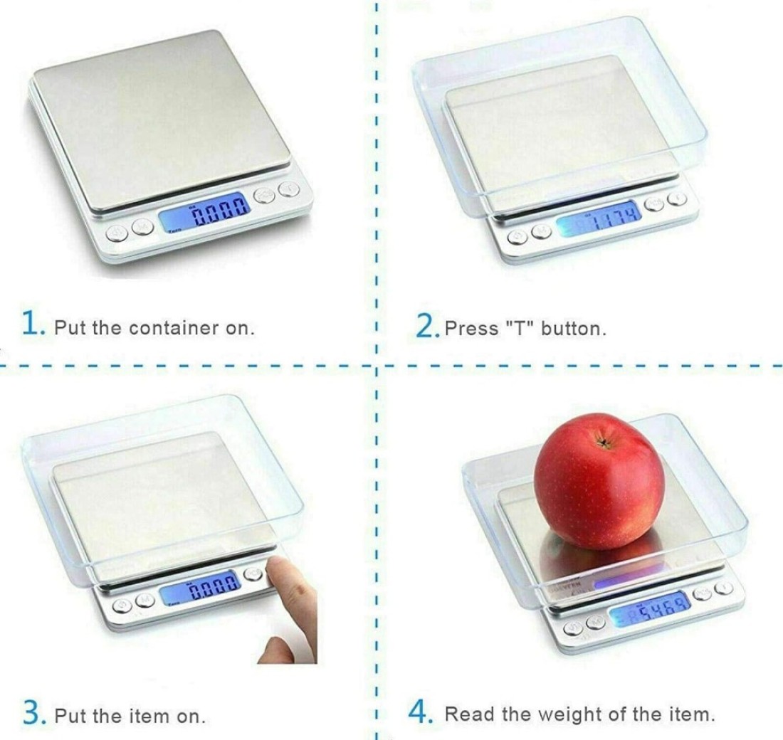 Kitchen Scales Digital, Stainless Steel Panel 0.01 G-1000g Mini Pocket Square Shape electronic balance