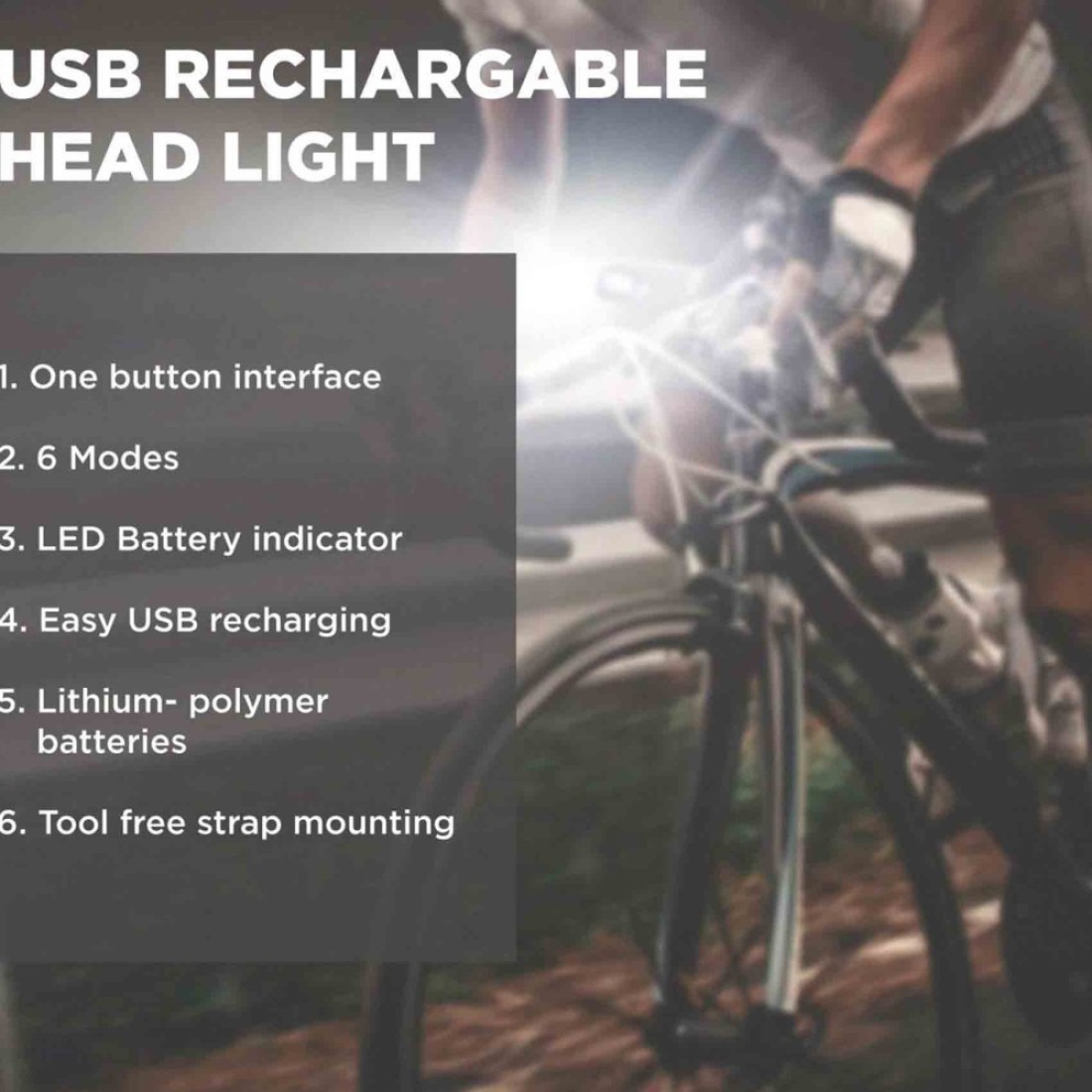 Spartan USB Rechargeable Bicycle Headlight