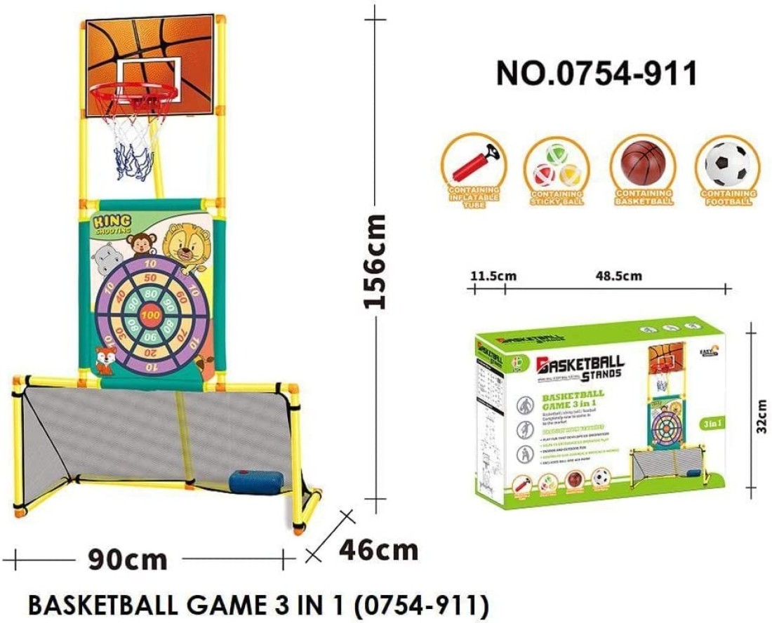 ULTIMAX 3-in-1 Basketball Game Indoor Outdoor Soccer and king shoot Sport Games Children Training Practice Toy Set
