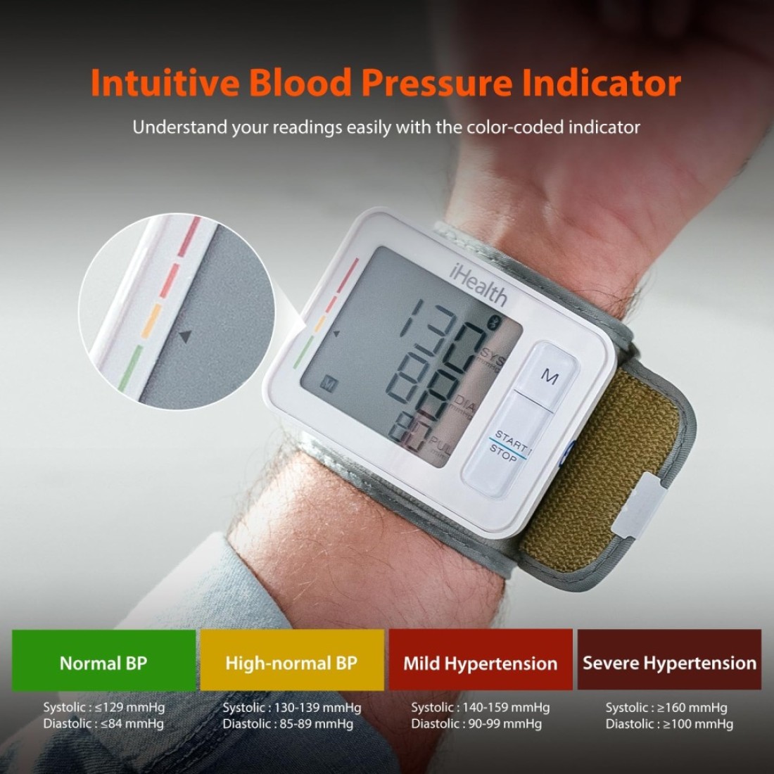 iHealth Push Wrist Blood Pressure Monitor Digital Bluetooth Blood Pressure Machine with Large Display and Portable Carrying Case for at Home and Travel Use