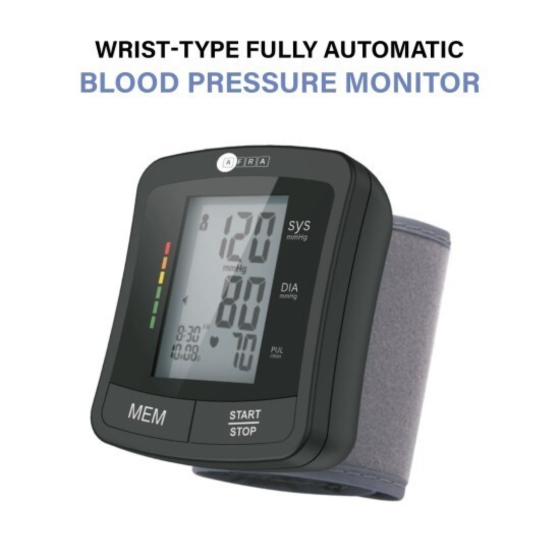 AFRA Japan Digital Blood Pressure Monitor, AF-203BPMW, Black, Wrist Type, Small, 2 Year Warranty