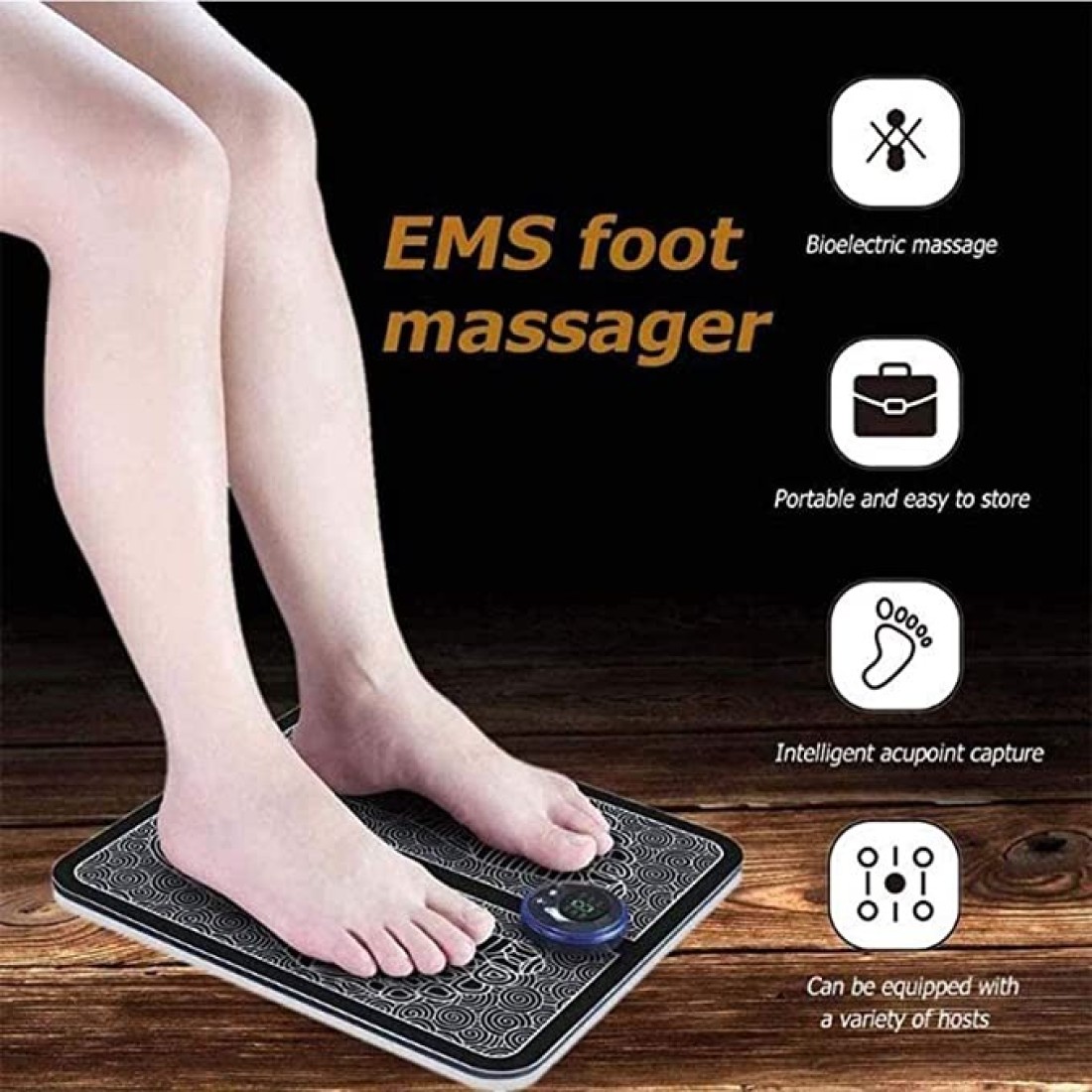 EMS Leg Reshaping Foot Massager - Full Automatic Massage Foot Circulation Massager Machine 9 Intensity Levels,Folding Portable Muscle Stimulatior Massage Mat with USB Rechargeable