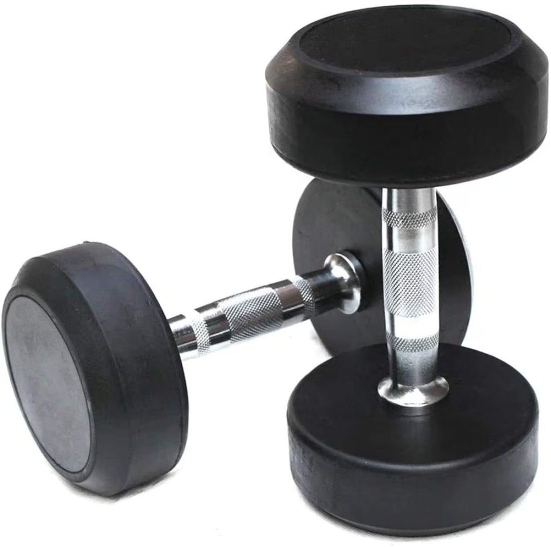 ULTIMAX Round Rubber Dumbbell Fitness Dumbbell Hand Weights Dumbbells Chrome Handle Dumbbell Professional Arm Muscle Exercise Equipment Gym and Home Fitness Equipment-2Pcs- 5 kgs